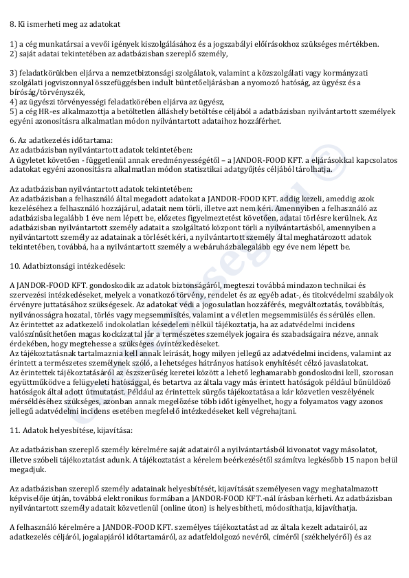 Adatkezelési tájékoztató 3. oldal Adatkezelési tájékoztató 3. oldal